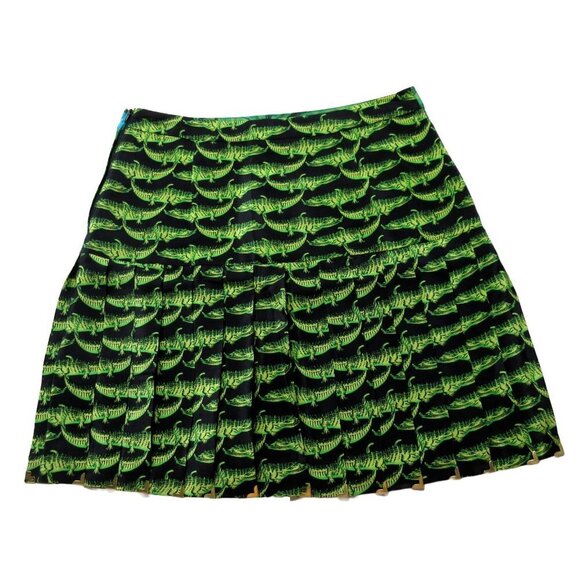 NWT H&M x Versace Palm Pleated Mini in Crocodile Palm Print Silk A-Line Skirt 6 - Picture 7 of 8